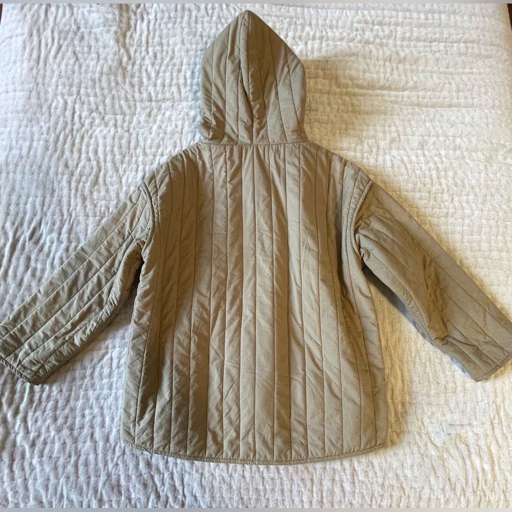 MICAELA GREG The Straight Quilt Jacket in Faded Olive Hooded Coat Cotton Size M - Picture 8 of 16